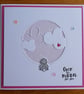 New Baby Card - Over the Moon for you - Rabbit With Clouds - Pink - Image 4