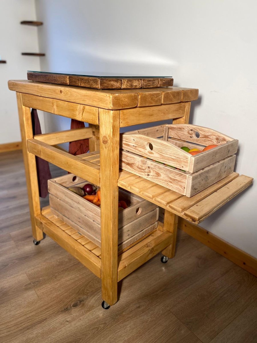 Handmade Large Kitchen Trolley Table (Farmhouse)