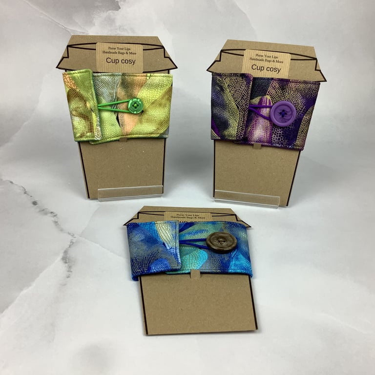 Dragonfly wings cup cosy, Dragonflies cup cozy, Mug sleeve, 3 options, Handmade