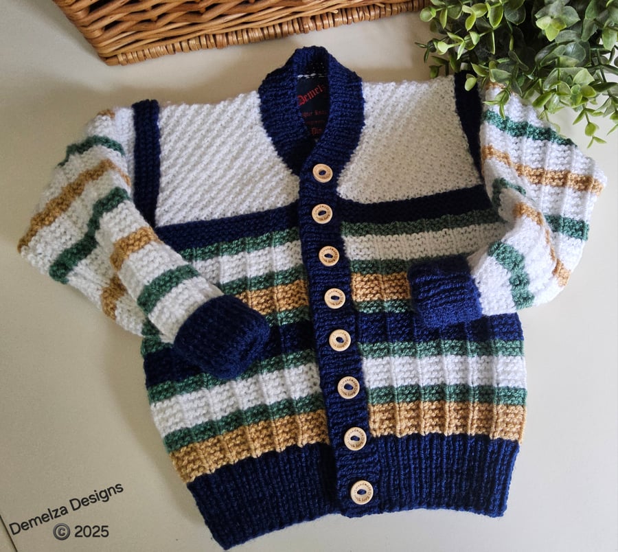 Designer Hand Knitted Designer Toddler Boy's Cardigan Size 2-3 years size