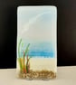 Fused glass mini seascape panel, seaside beach scene 2 - Image 4