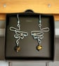 9ct Gold & Sterling Silver Tigers Eye Earrings,  Gift Boxed