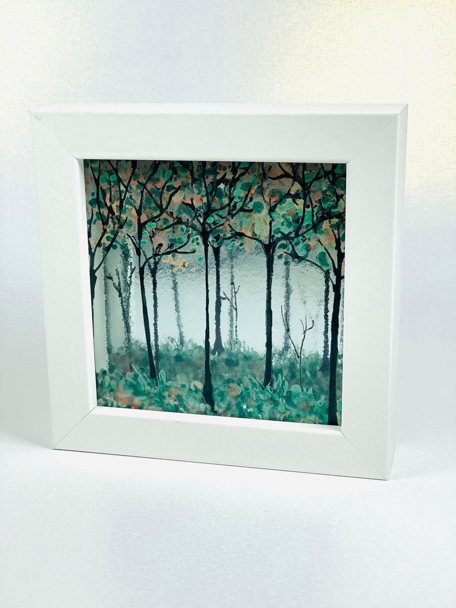 3dimensional fused glass art treescape