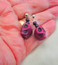 Howlite Skull And Purple and Black Miracle Bead Stud Earrings, Halloween - Image 3