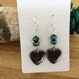 Hematite Heart Earrings