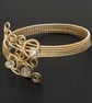 Handmade gold wire bracelet cuff,woven bracelet cuff,light gold bracelet cuff.  - Image 2