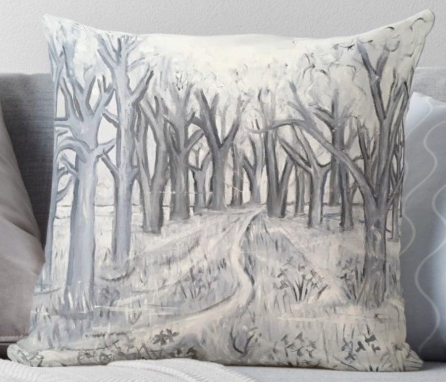 Throw Cushion Featuring The Painting ‘Shades Of Grey In The Wild Garden’