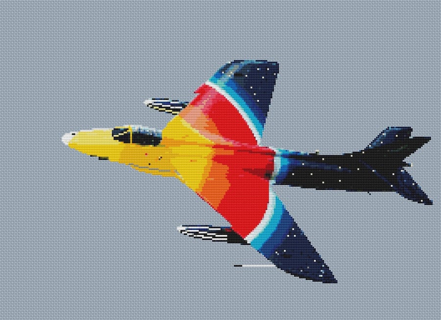 Hawker Hunter (plane) cross stitch chart