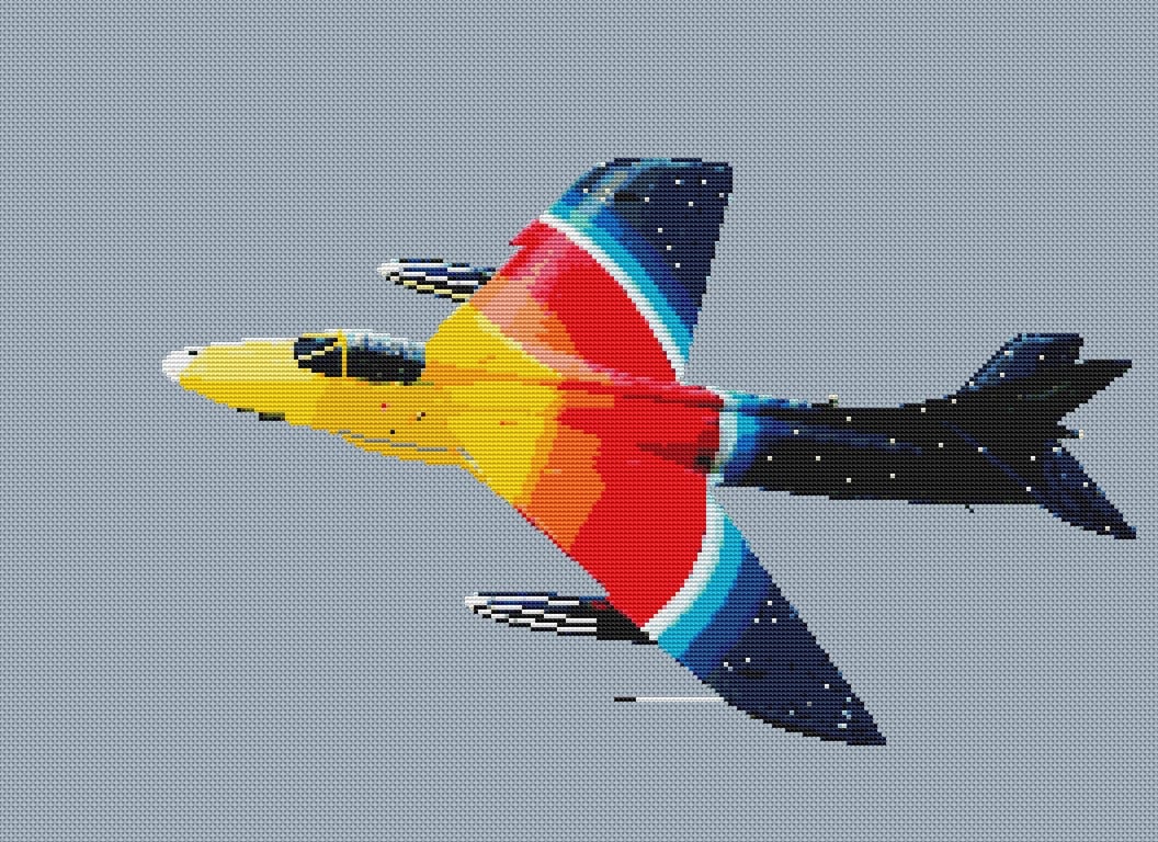 Hawker Hunter (plane) cross stitch chart
