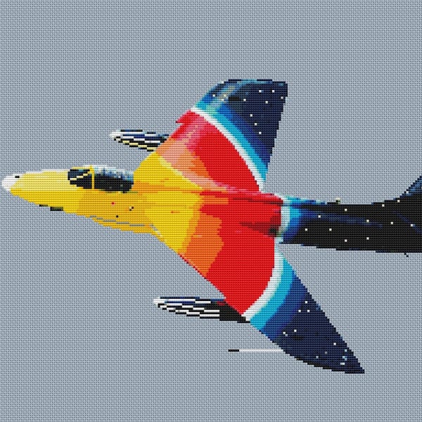 Hawker Hunter (plane) cross stitch chart