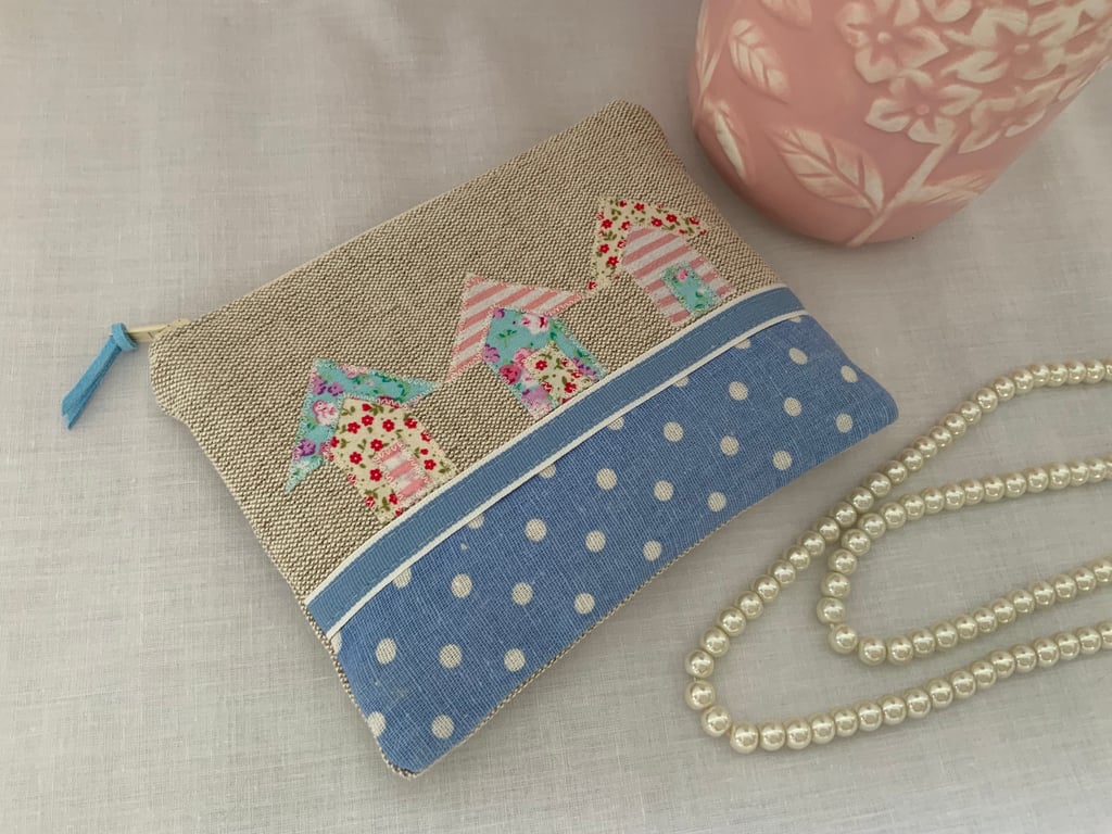 Perfectly imperfect, Zipped Purse, Applique, Small Cosmetic Bag, Beach Hut