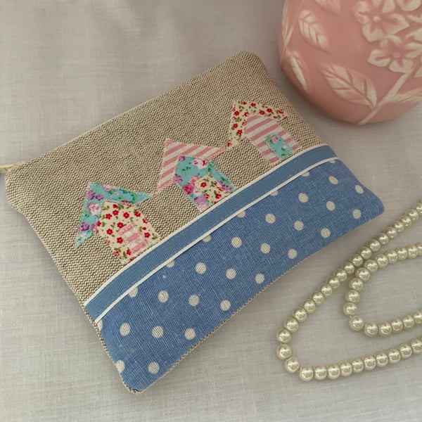 Perfectly imperfect, Zipped Purse, Applique, Small Cosmetic Bag, Beach Hut
