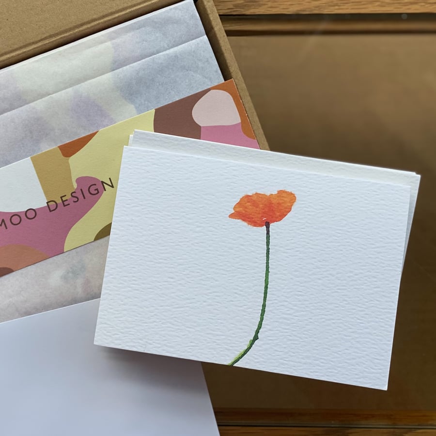 5 pack cards wildflowers DAISY and POPPY eco friendly Beautiful Bundle