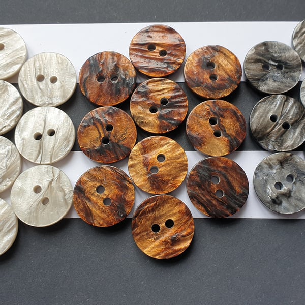 23mm 36L Italian random Polyester Buttons in 3 bespoke colours