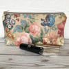 Cosmetic bag, make up bag with summer Roses and flowers