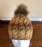 Cabled, Hand Knitted Hat 3 with removable pom pom (Aran) - Small - Image 4