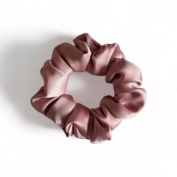 Rose Pink Satin Scrunchie - Large
