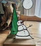 Stained Glass Diorama Snowman, Tree and Full Moon.  Ornament Suncatcher - Image 3