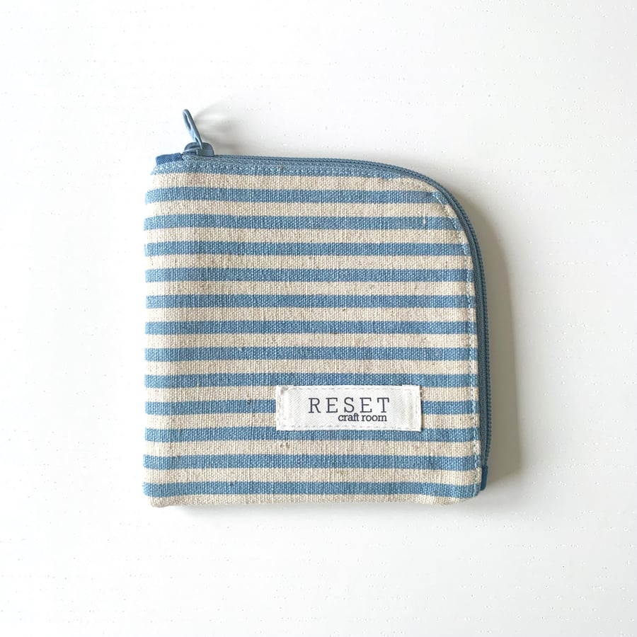 Blue stripe pattern fabric zipper bag, coin purse, pouch bag, wallet, cardholder