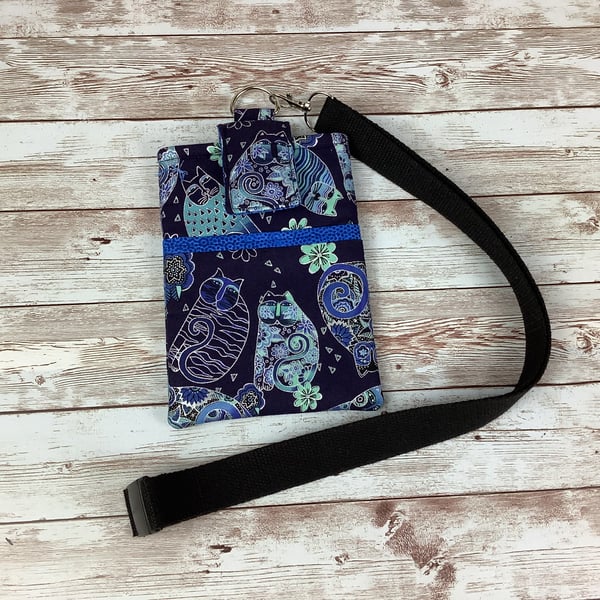 Cats Lanyard Pouch, Kitty Phone, Glasses, Detachable lanyard, Handmade