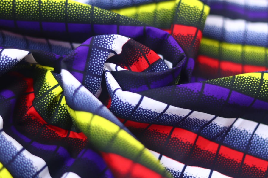 multicoloured stripes african ankara wax printed fabric in 100% cotton