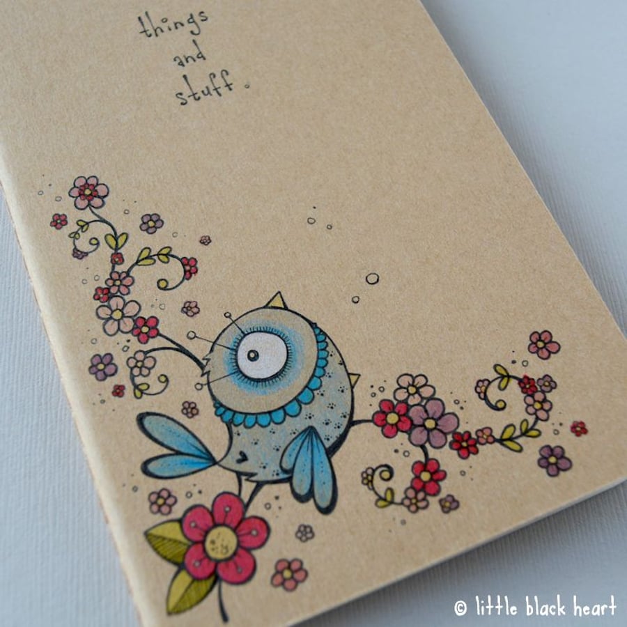 pocket notebook with hand drawn illustration - things and stuff
