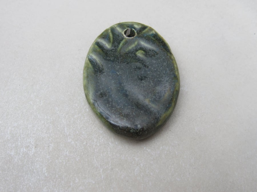 Large Forest Green Knotwork Ceramic Pendant