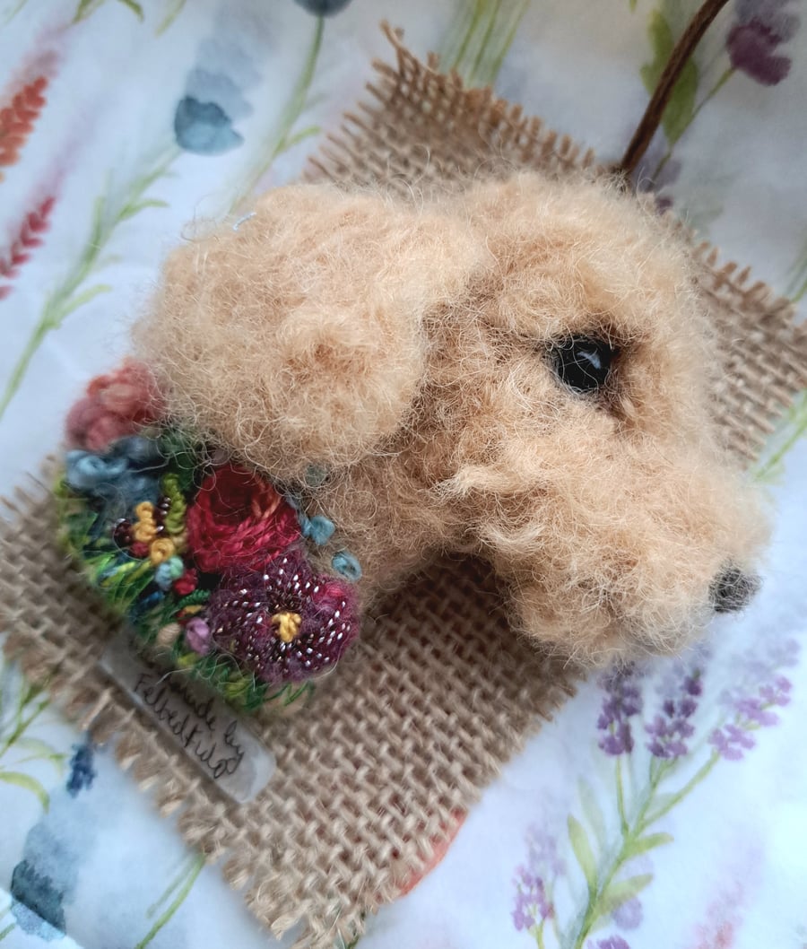 Needle Felted Cockapoo Brooch