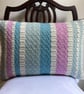 Patsy Cushion: Rose, Sky Blue & Seaglass Green. Handwoven in Wales - Image 5