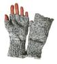 Knitted handmade green and white patterned fingerless gloves - Image 3