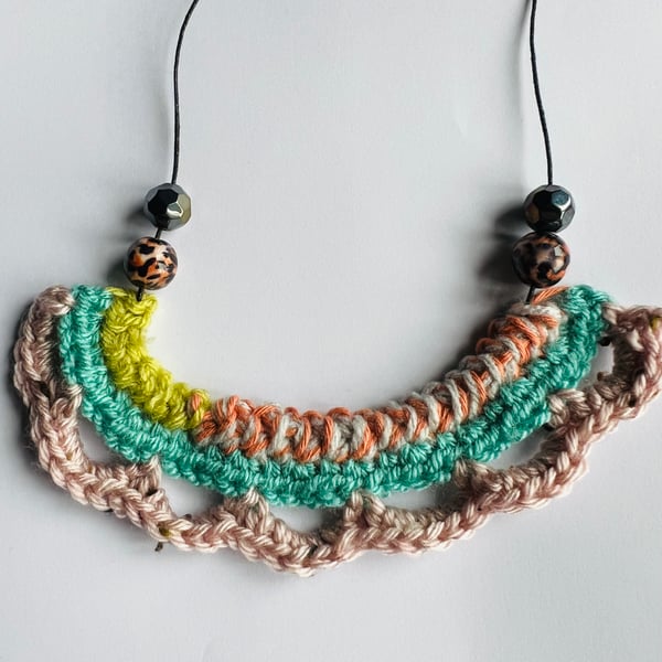 Handmade crochet lace bib necklace