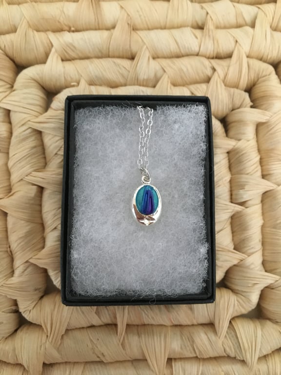 Peacock Colours, Oval Centred Pendant