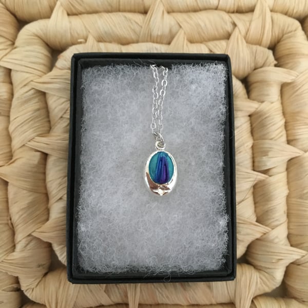 Peacock Colours, Oval Centred Pendant