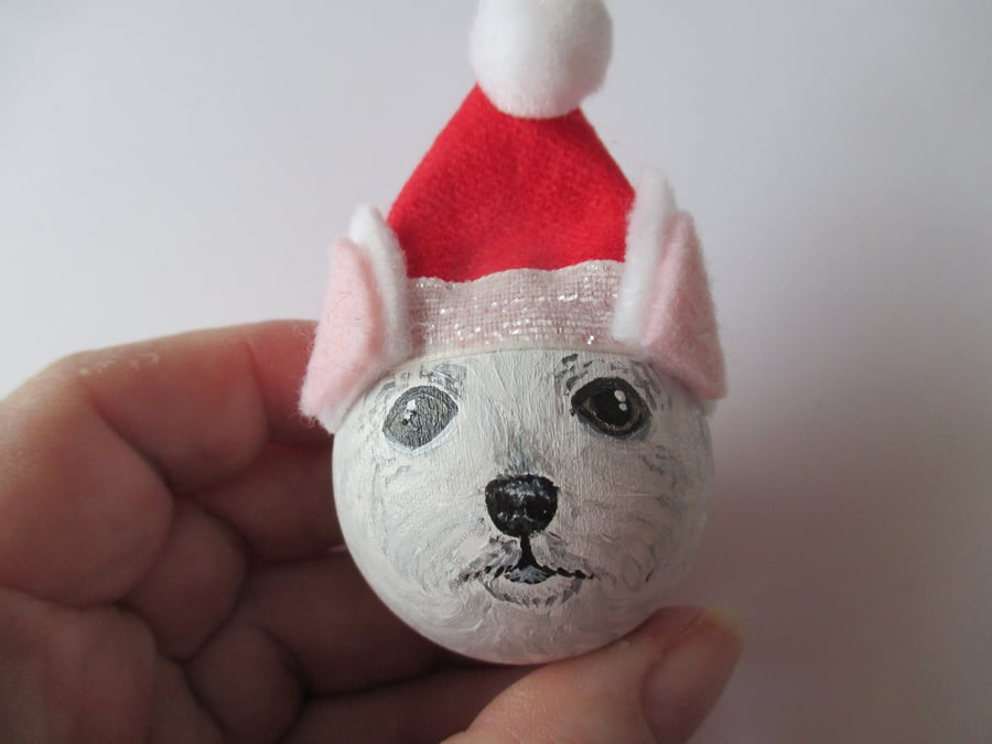 Westie West Highland Terrier Dog Christmas Tree Bauble Decoration Hand Painted