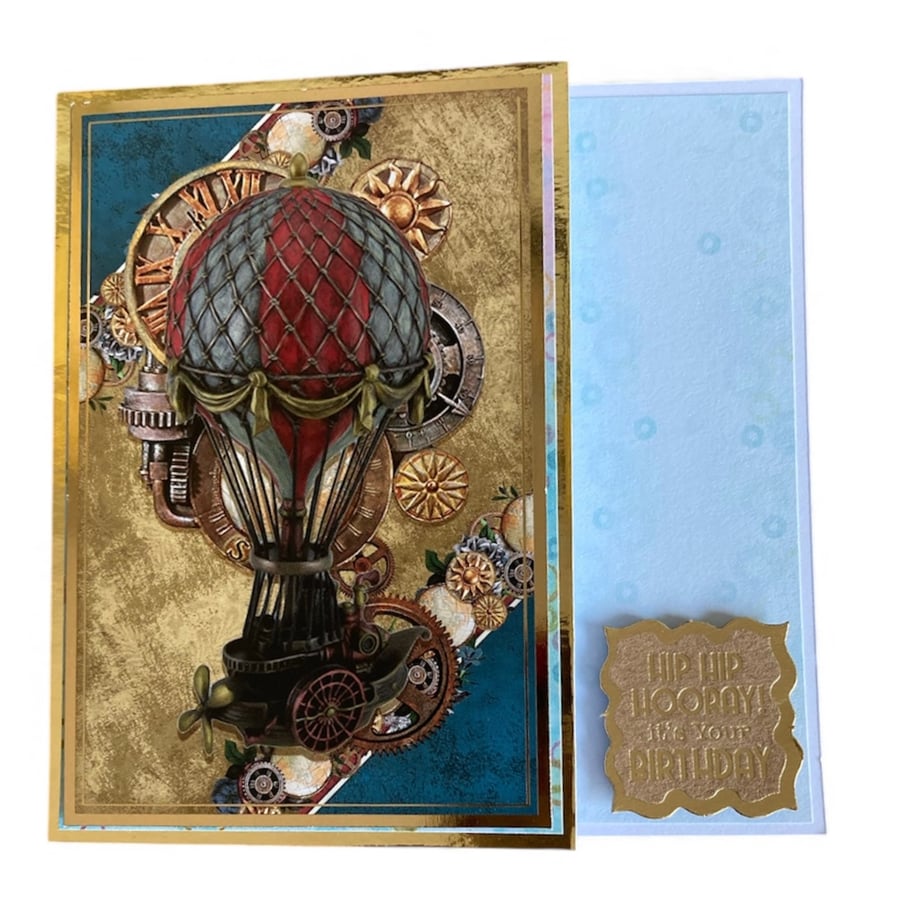 Steampunk Hot Air Balloon Birthday Card