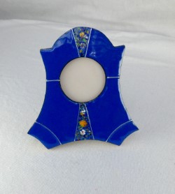 MODERN - ART DECO STYLE ENAMELLED PHOTO FRAME WITH STERLING SILVER