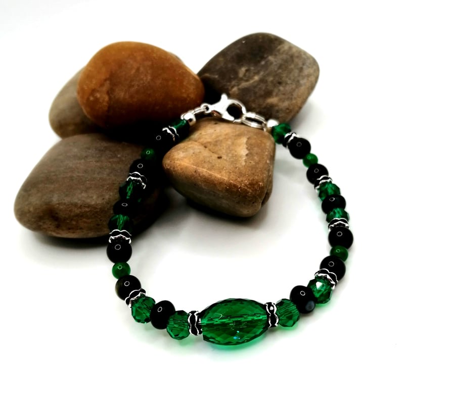 Emerald Green and Black Bracelet 