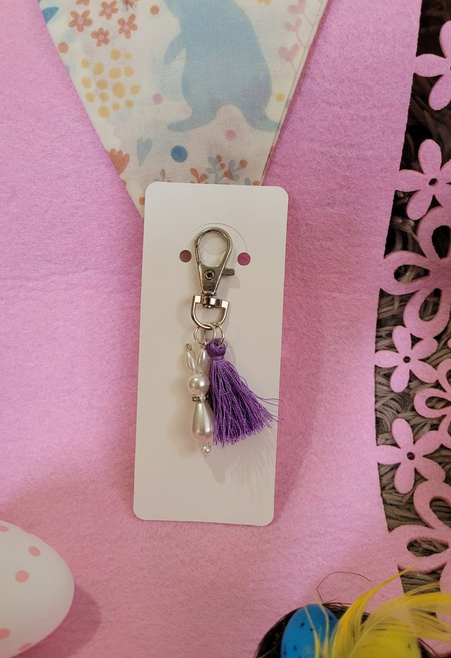 Easter Bunny Tassel Keychain - Purple
