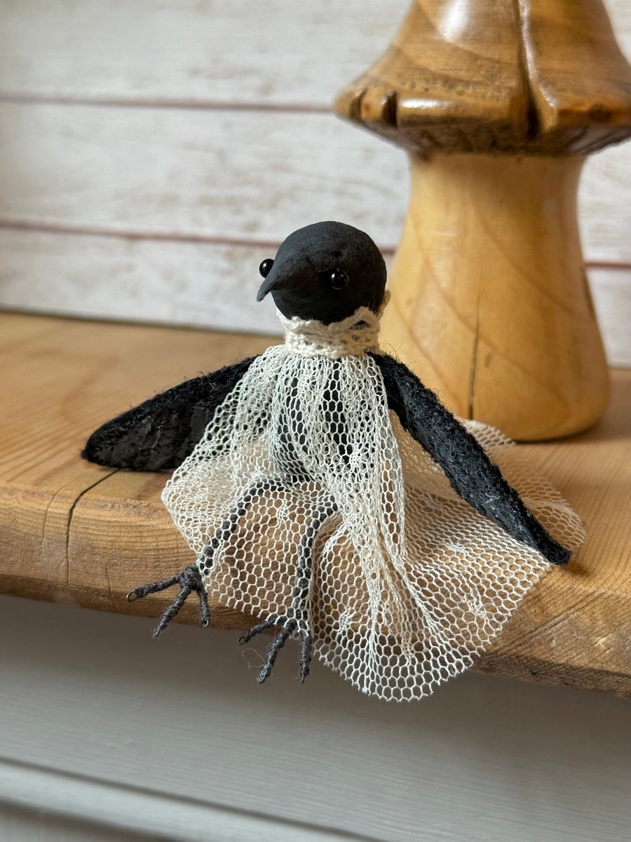 Spun Cotton Miniature Crow Doll Corone