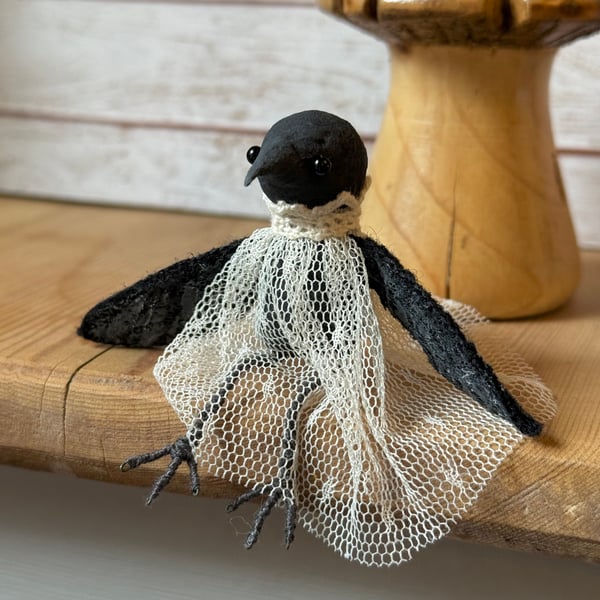 Spun Cotton Miniature Crow Doll Corone
