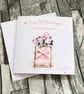 Personalised Birthday Card Pretty Pink Floral Perfume Woman's Happy Birthday - Image 1