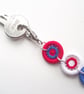Patriotic Keyring, Keychain, Key Identifier, Key Fob, Zip Pull, Bag Charm, RWB - Image 2