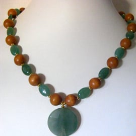 Aventurine and Wood Necklace