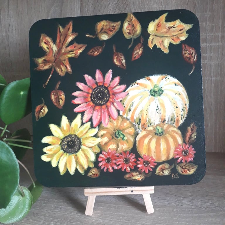 Autumn theme handpainted decoration.  
