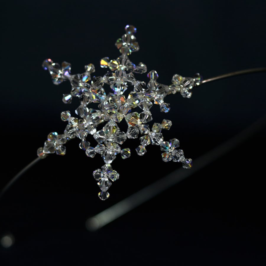 Sparkling Swarovski Crystal AB Snowflake Tiara