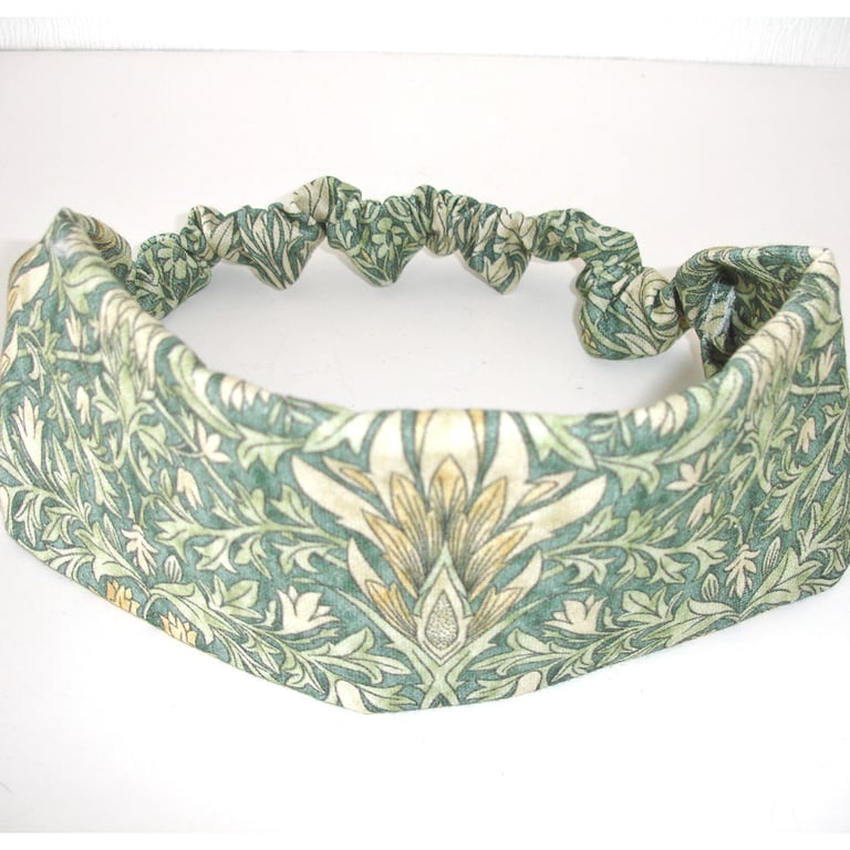 Hairband William Morris Snakeshead Headband Green Elasticated Stretchy