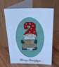 Handmade Cross Stitch Ho Ho Ho Christmas Gonk Card – 6 x 4 Inch - Image 2