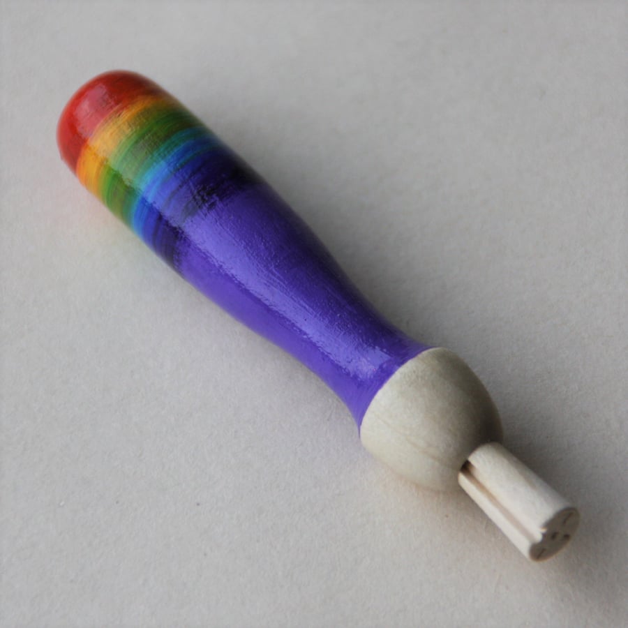 Rainbow needle grip - hand painted wooden handle tool and needles for felting