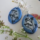 Heath Bedstraw & Spring Moon Silver & Blue Silhouette Earrings