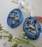 Heath Bedstraw & Spring Moon Silver & Blue Silhouette Earrings